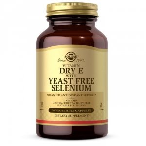 SOLGAR Dry Vitamin E with Yeast Free Selenium - Sucha Witamina E z selenem bez drożdży (100 kaps.)