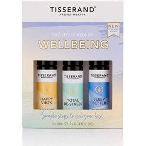 TISSERAND AROMATHERAPY The Little Box of Wellbeing - Zestaw olejków eterycznych roll-on dla poprawy nastroju (3 x 10 ml)