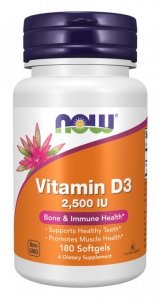 NOW FOODS Witamina D3 2500 IU (180 kaps.)