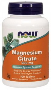 NOW FOODS Magnesium Citrate - Cytrynian Magnezu 200 mg (100 tabl.)