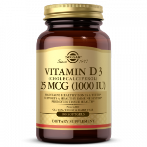 SOLGAR Witamina D3 1000 IU 25 mcg (100 kaps.)