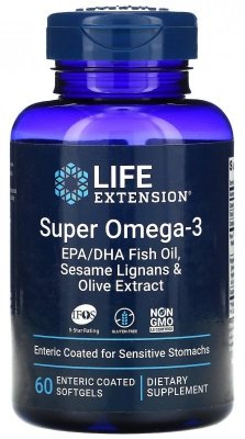 LIFE EXTENSION Super Omega-3 EPA/DHA z Lignanami Sezamowymi i Ekstraktem z Oliwek (60 kaps.)