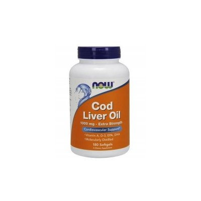 NOW FOODS Cod Liver Oil Extra Strength - Tran 1000 mg (180 kaps.)