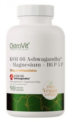 OSTROVIT KSM-66 Ashwagandha + Magnez + B6 P-5-P VEGE (90 kaps.)
