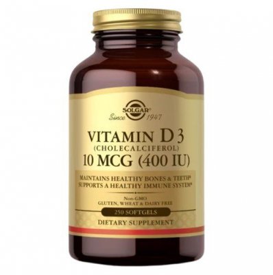 SOLGAR Vitamin D3 (Cholecalciferol) 10 mcg (400 IU) (250 kaps.)