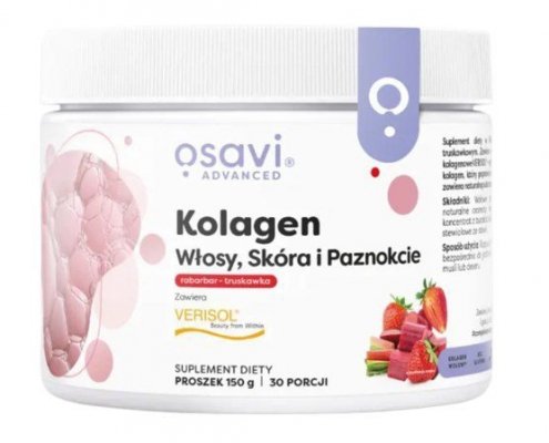 OSAVI Kolagen włosy, skóra i paznokcie, rabarbar-truskawka (150 g)