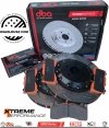 Przednie klocki XTREME PERFORMANCE + dwuczęściowe pływające tarcze hamulcowe DBA seria 5000 T3 Ford Mustang 5,0 V8 2015-