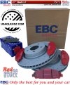 Przednie klocki RedStuff + NAWIERCANE NACINANE tarcze hamulcowe 320mm EBC seria GD Ford Mustang 2015-