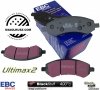 Przednie klocki Ultimax2 + nawiercone nacinane tarcze hamulcowe EBC seria GD Dodge RAM 1500 2006-
