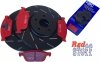 Przednie CERAMICZNE klocki RedStuff + NACINANE tarcze hamulcowe 320mm EBC seria USR Ford Escape AWD 2013-