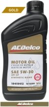 Filtr + olej silnikowy ACDelco Gold Synthetic Blend 5W30 API SP GF-6 GMC Acadia 3,6 V6 2011-