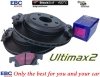 Tylne klocki Ultimax2 + WENTYLOWANE tarcze hamulcowe EBC seria PREMIUM Jeep Grand Cherokee 2011-