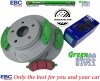 Przednie klocki GreenStuff + nawiercone nacinane tarcze hamulcowe EBC seria GD Dodge Durango 2007-2009