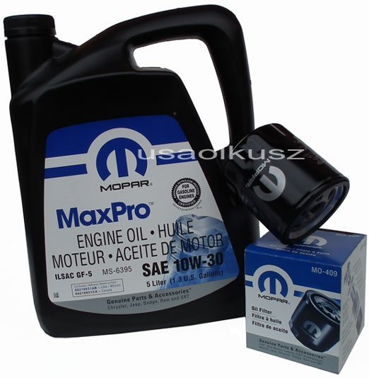 Oryginalny filtr oleju oraz olej MOPAR 10W30 Chrysler