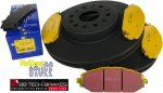 Przednie klocki YellowStuff + NACINANE tarcze hamulcowe BB-TECH SLOTTED RAM 1500 DT 2019-