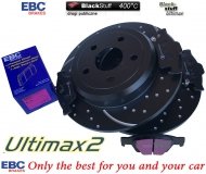 Tylne klocki Ultimax2 + NAWIERCANE NACINANE NIE wentylowane tarcze hamulcowe EBC seria GD Dodge Durango 2011-