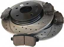 Tylne klocki oraz nawiercane tarcze hamulcowe 305mm Chrysler Voyager Town Country 2008-