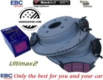 DUPLIKAT: Tylne klocki Ultimax2 + nacinane tarcze hamulcowe EBC seria USR Dodge RAM 1500 2003-