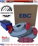 Przednie klocki RedStuff + NAWIERCANE NACINANE tarcze hamulcowe 320mm EBC seria GD Ford Mustang 2015-