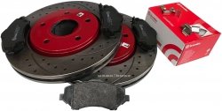 Przednie klocki BREMBO + WIERCONE tarcze hamulcowe 303mm RED Fiat Freemont