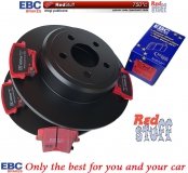 Tylne CERAMICZNE klocki RedStuff + NIE WENTYLOWANE tarcze hamulcowe EBC seria PREMIUM Dodge Charger RWD