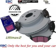 Tylne klocki Ultimax2 + tarcze hamulcowe EBC PREMIUM Dodge RAM 1500 2003-
