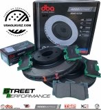 Przednie klocki DBA Street Performance + NACINANE tarcze hamulcowe 352mm DBA seria 4000 T3 Ford Mustang 2015-
