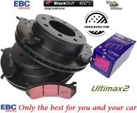 Tylne klocki Ultimax2 + tarcze hamulcowe EBC seria PREMIUM GMC Yukon XL 2500 2000-2007