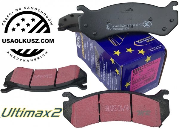 Tylne klocki Ultimax2 + NAWIERCANE NACINANE tarcze hamulcowe EBC seria GD GMC Yukon XL 2500 2000-2007