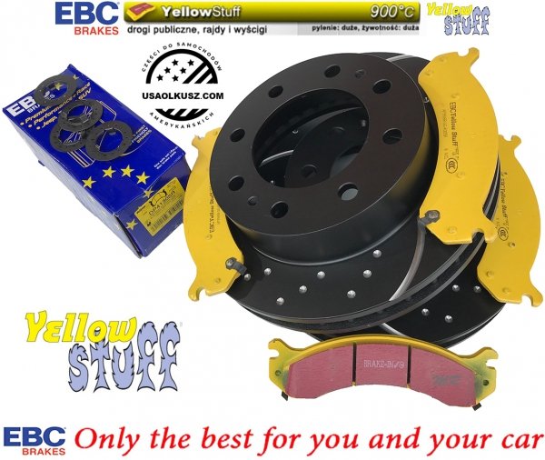 Przednie klocki YellowStuff + NAWIERCANE NACINANE tarcze hamulcowe EBC seria GD GMC Yukon XL 2500 2000-2013