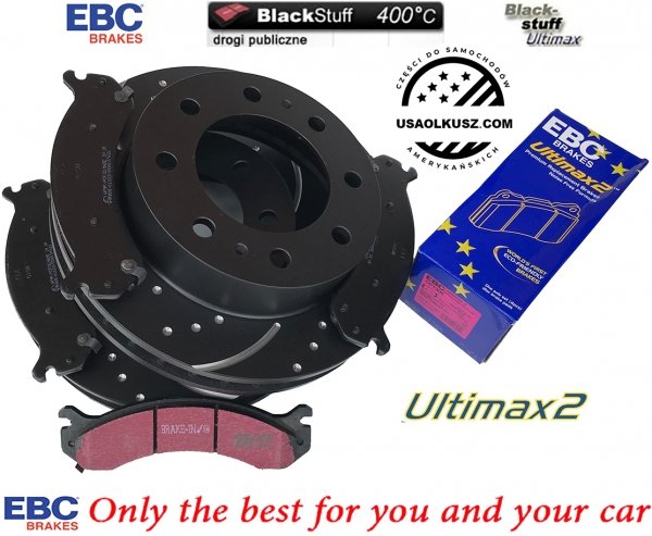 Przednie klocki Ultimax2 + NAWIERCANE NACINANE tarcze hamulcowe EBC seria GD Chevrolet Avalanche 2500 2002-2006