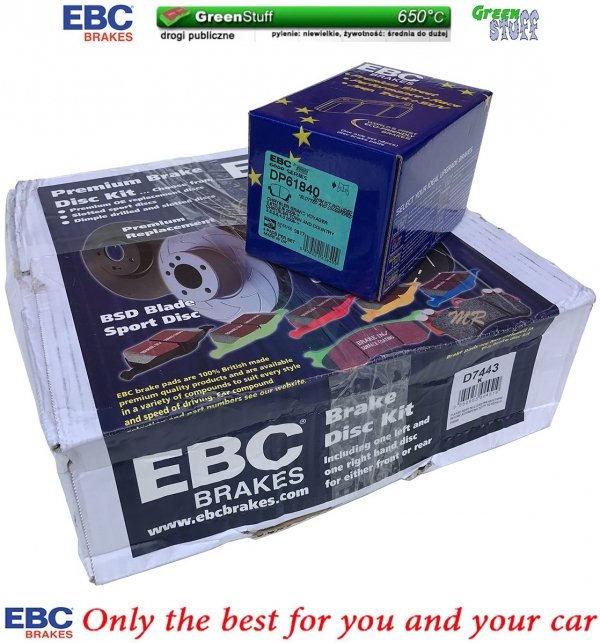Tylne klocki GreenStuff + tarcze hamulcowe 305mm EBC seria PREMIUM Dodge Caravan 2008-