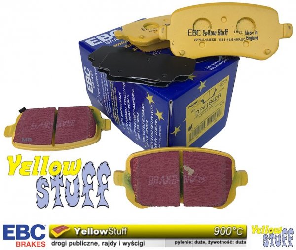 Tylne klocki YellowStuff + NAWIERCANE NACINANE tarcze hamulcowe 305mm EBC seria GD Dodge Caravan 2008-