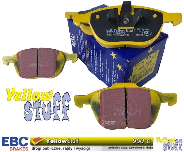 Przednie klocki YellowStuff + NACINANE tarcze hamulcowe 300mm EBC seria BSD Ford Kuga FWD 2013-2019