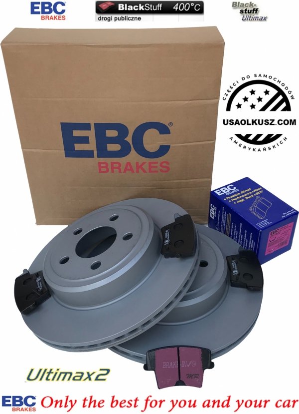 Tylne klocki Ultimax2 + WENTYLOWANE tarcze hamulcowe EBC seria PREMIUM Dodge Charger