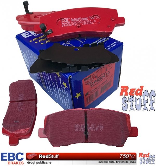 Tylne CERAMICZNE klocki RedStuff + NACINANE tarcze hamulcowe 320mm EBC seria GD Ford Mustang 2015-