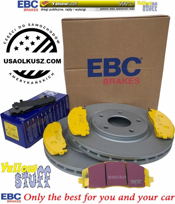 Przednie klocki YellowStuff + tarcze hamulcowe 330mm EBC seria Premium Chrysler Pacifica 2017-