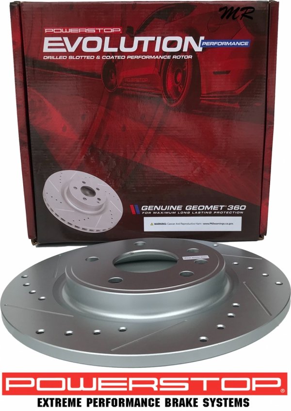 Tylne klocki Z23 + WIERCONE NACINANE tarcze hamulcowe POWERSTOP Chrysler Pacifica FWD 2017-