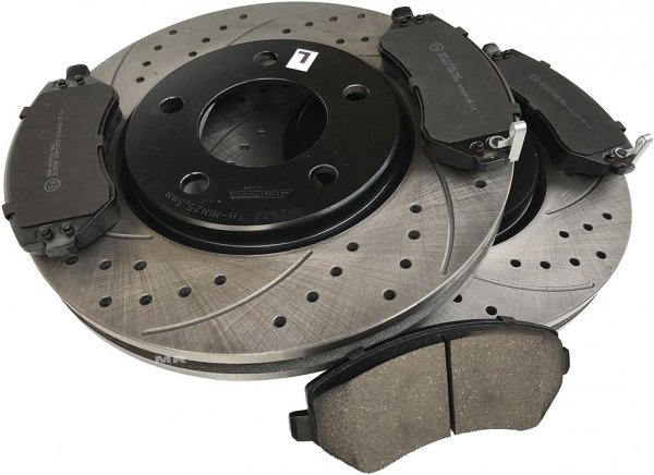 Przednie WIERCONE tarcze 281mm+ klocki hamulcowa Dodge Caravan 2001-2007 bębny tył