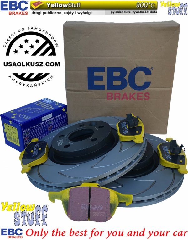 Przednie klocki YellowStuff + NACINANE tarcze hamulcowe 300mm EBC seria BSD Ford Escape FWD 2013-2019