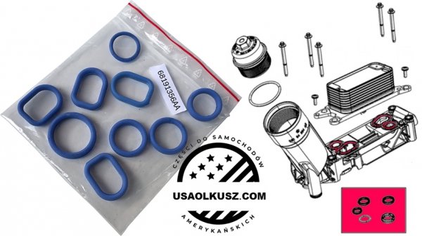 Uszczelki chłodnicy oraz obudowy filtra oleju silnika Dodge RAM 1500 3,6 V6 2014-