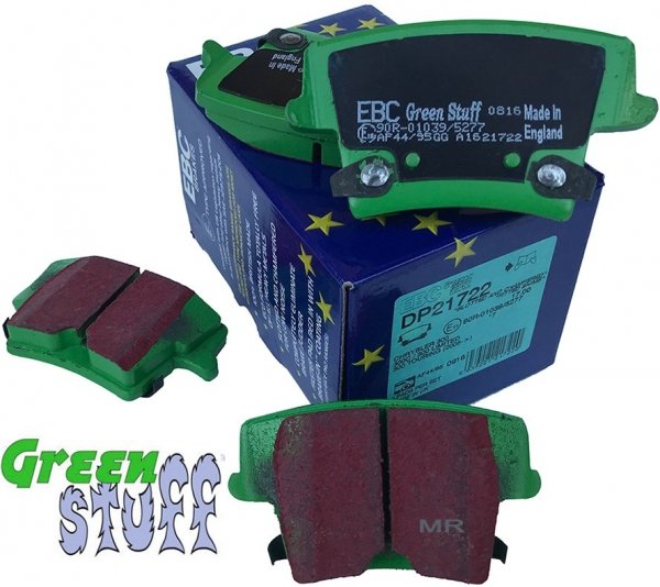 Tylne klocki GreenStuff + WENTYLOWANE tarcze hamulcowe EBC seria PREMIUM Dodge Charger