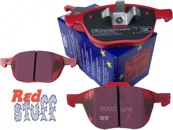 Przednie CERAMICZNE klocki RedStuff + NACINANE tarcze hamulcowe 300mm EBC seria USR Ford Escape FWD 2013-2019