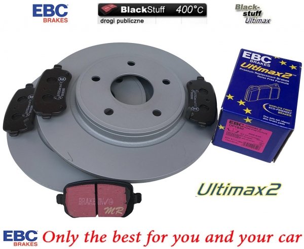 Tylne klocki Ultimax2 + tarcze hamulcowe 305mm EBC seria PREMIUM Lancia Voyager