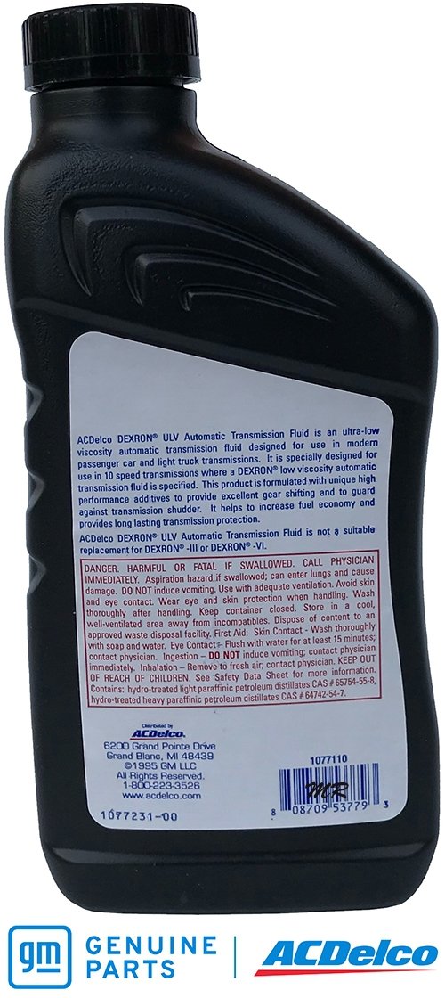 Olej Dextron ULV + filtr automatycznej skrzyni biegów 10L80 Chevrolet Camaro SS 6,2 V8 2020-