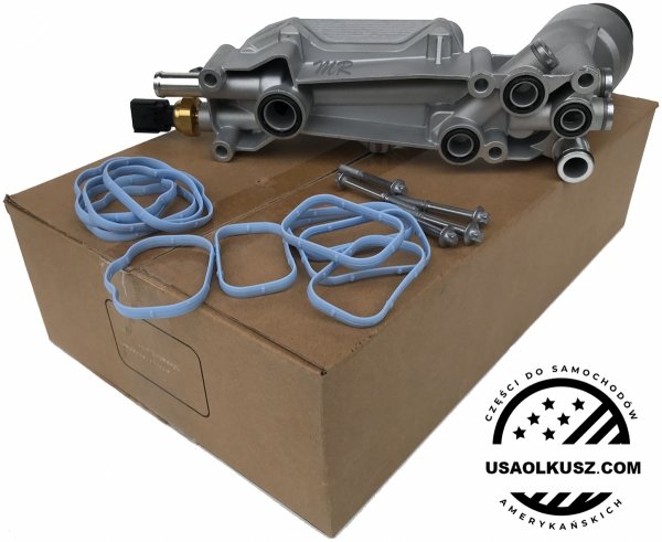ALUMINIOWA obudowa filtra oleju z chłodnicą oraz czujnikami Jeep Cherokee KL 3,2 V6