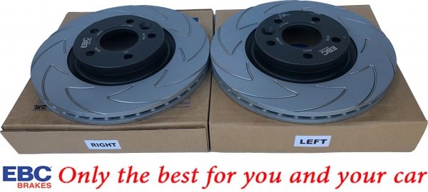 Przednie CERAMICZNE klocki RedStuff + NACINANE tarcze hamulcowe 300mm EBC seria BSD Ford Escape FWD 2013-2019