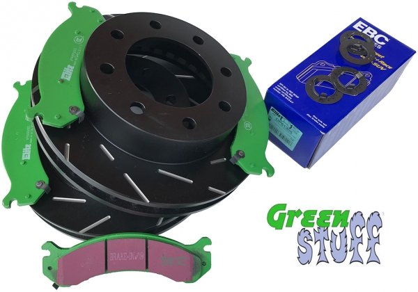 Przednie klocki GreenStuff + NACINANE tarcze hamulcowe EBC seria USR GMC Yukon XL 2500 2000-2013