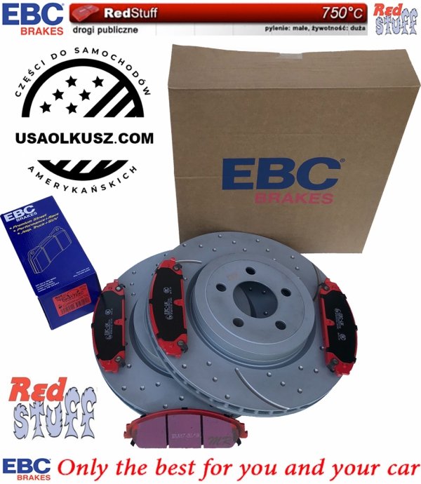 Przednie klocki REDSTUFF + tarcze hamulcowe 345mm EBC seria GD Dodge Charger