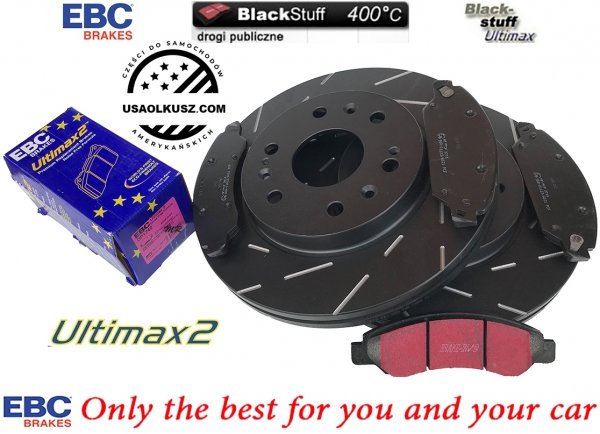 Przednie klocki Ultimax2 + NACINANE tarcze hamulcowe 330mm EBC seria USR GMC Yukon 2007-2008